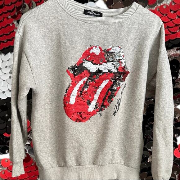 The Rolling Stones Sequins Rare Licensed Sweatshirt Girls 13 / 14 - Picture 4 of 4